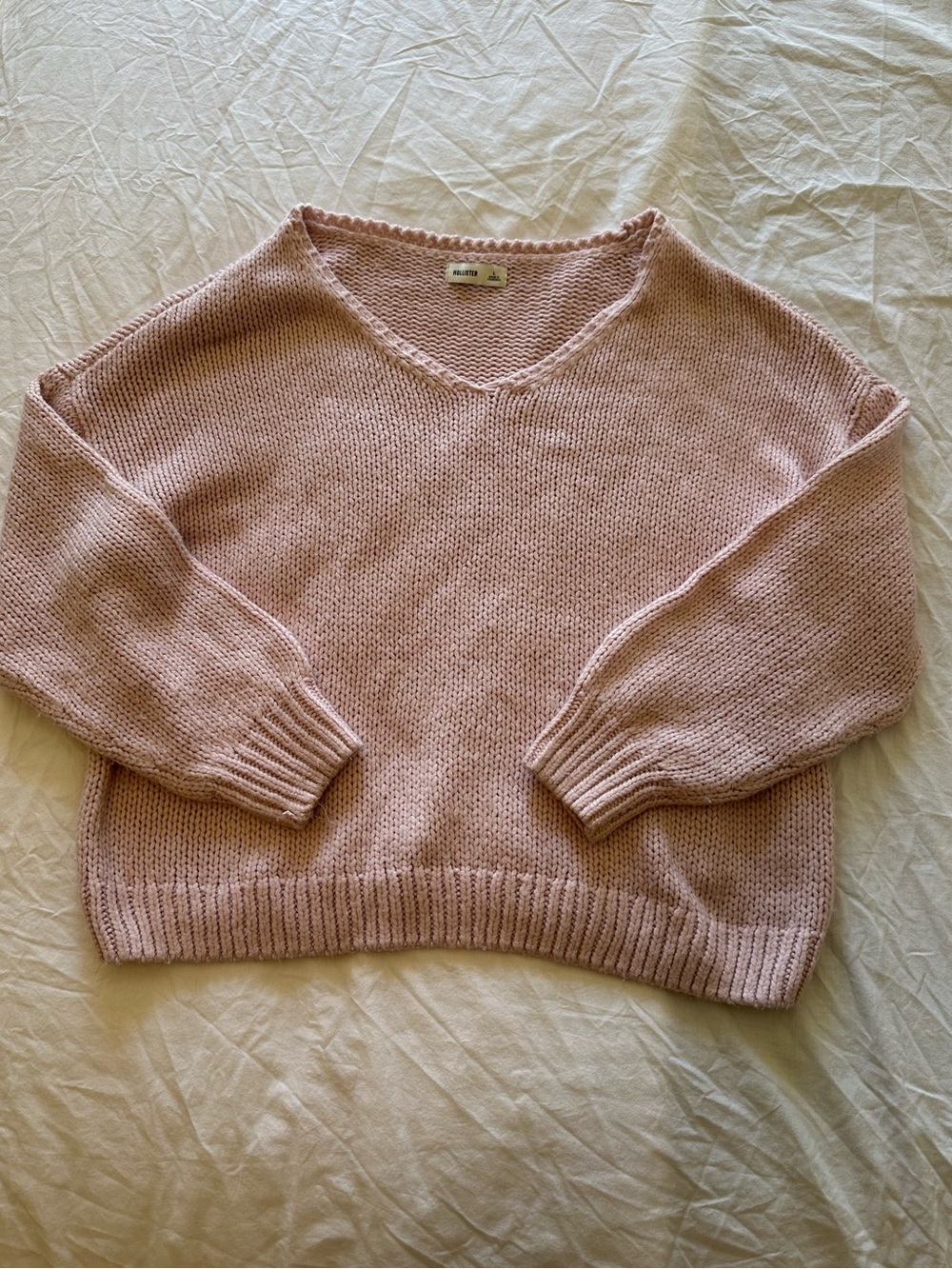 Hollister pink slouchy off-shoulder knit sweater